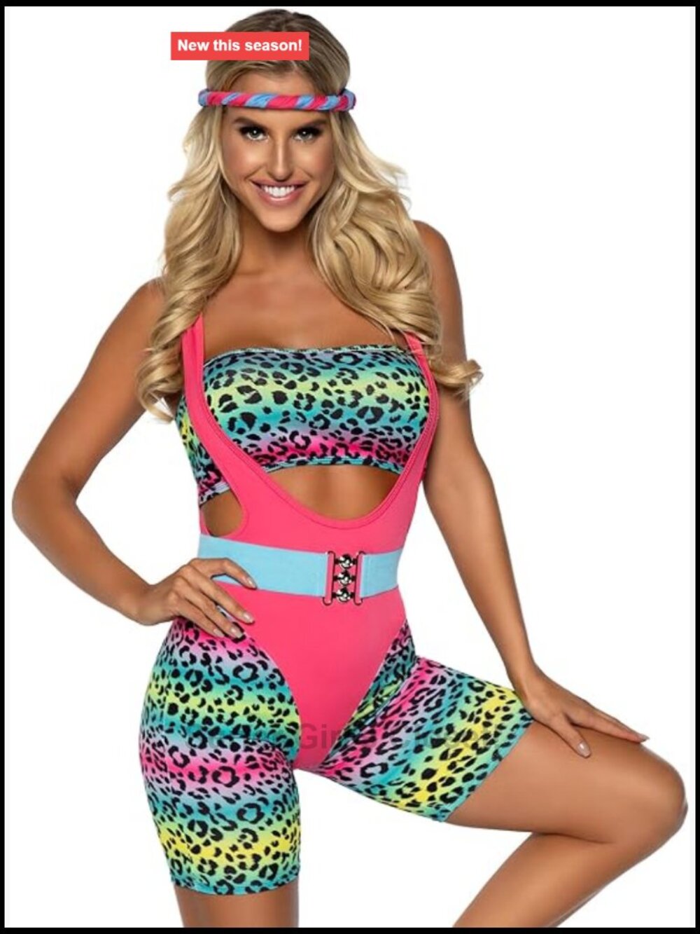 80s Cardio Cutie Costume Set with Bandeau & Belt
